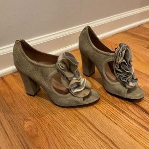 Miss Albright suede open toe chunky heels